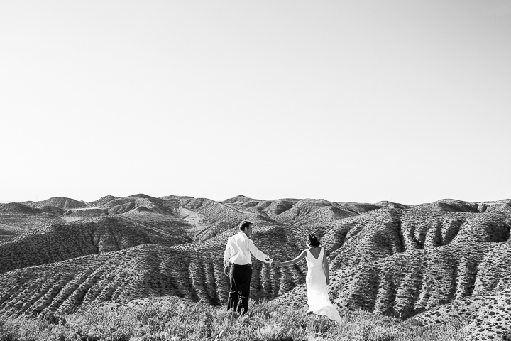 Novios de espaldas en foto de boda